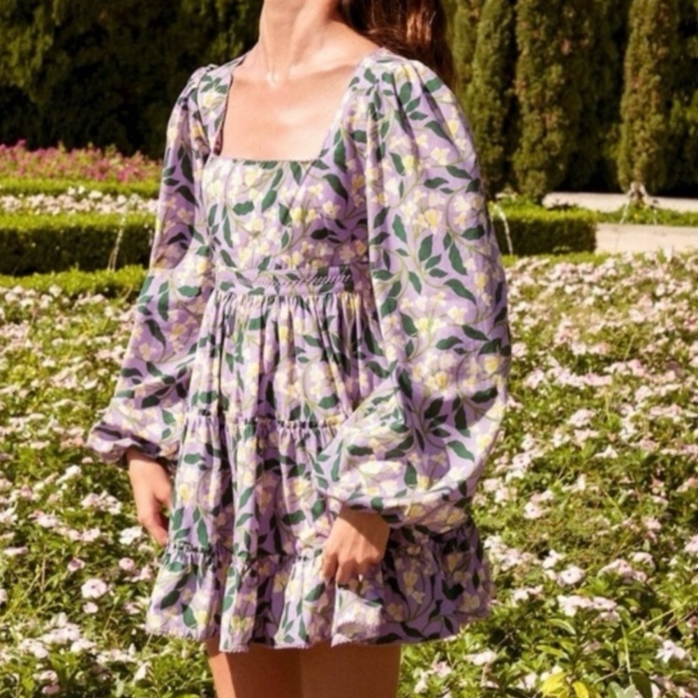 Agua by Agua Bendita Lilac Floral Mini Dress